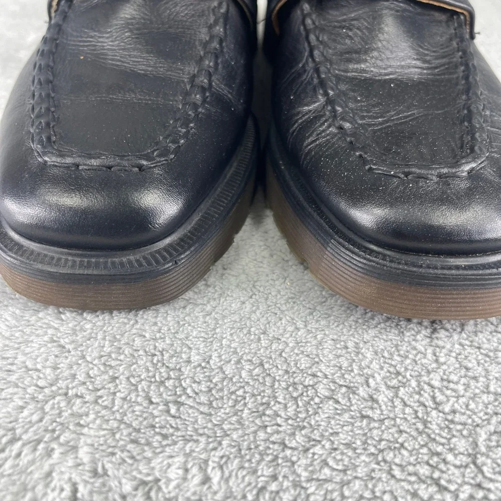 Dr. Martens Boots Mens 8 Black Leather Loafer Moc Toe AirWair Bouncing Soles